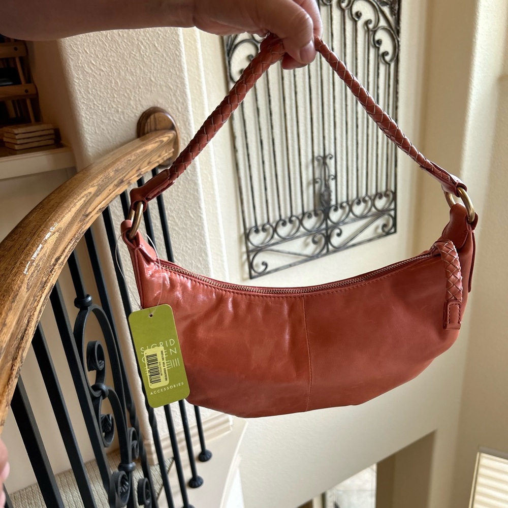 Authentic Brand New Sigrid Olsen Orange and Gold with Braided Strap HoboSide Bag